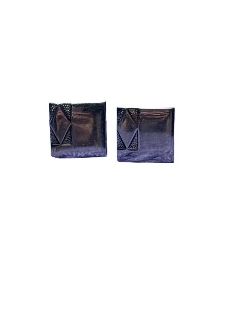 Vintage Swank Cufflinks Silvertone Square Geometric 5/8 inch